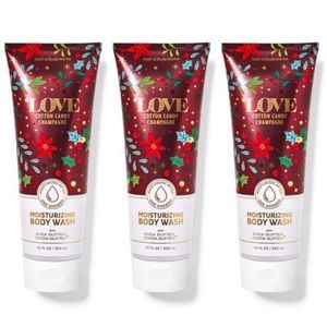 Three BATH & BODY WORKS LOVE COTTON CANDY CHAMPAGNE BODY WASHes